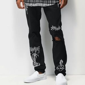 Broken Promises Unfortunate Black Tattoo Distressed Jeans 34